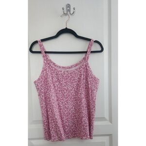 OLD NAVY Pink Floral Ribbed Tank - Size XL